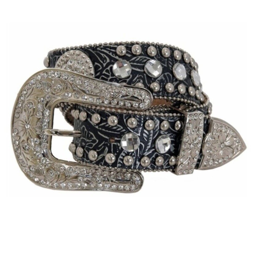 Blazin Roxx Belt Nocona Rhinestones Siver Buckle Size L NWT